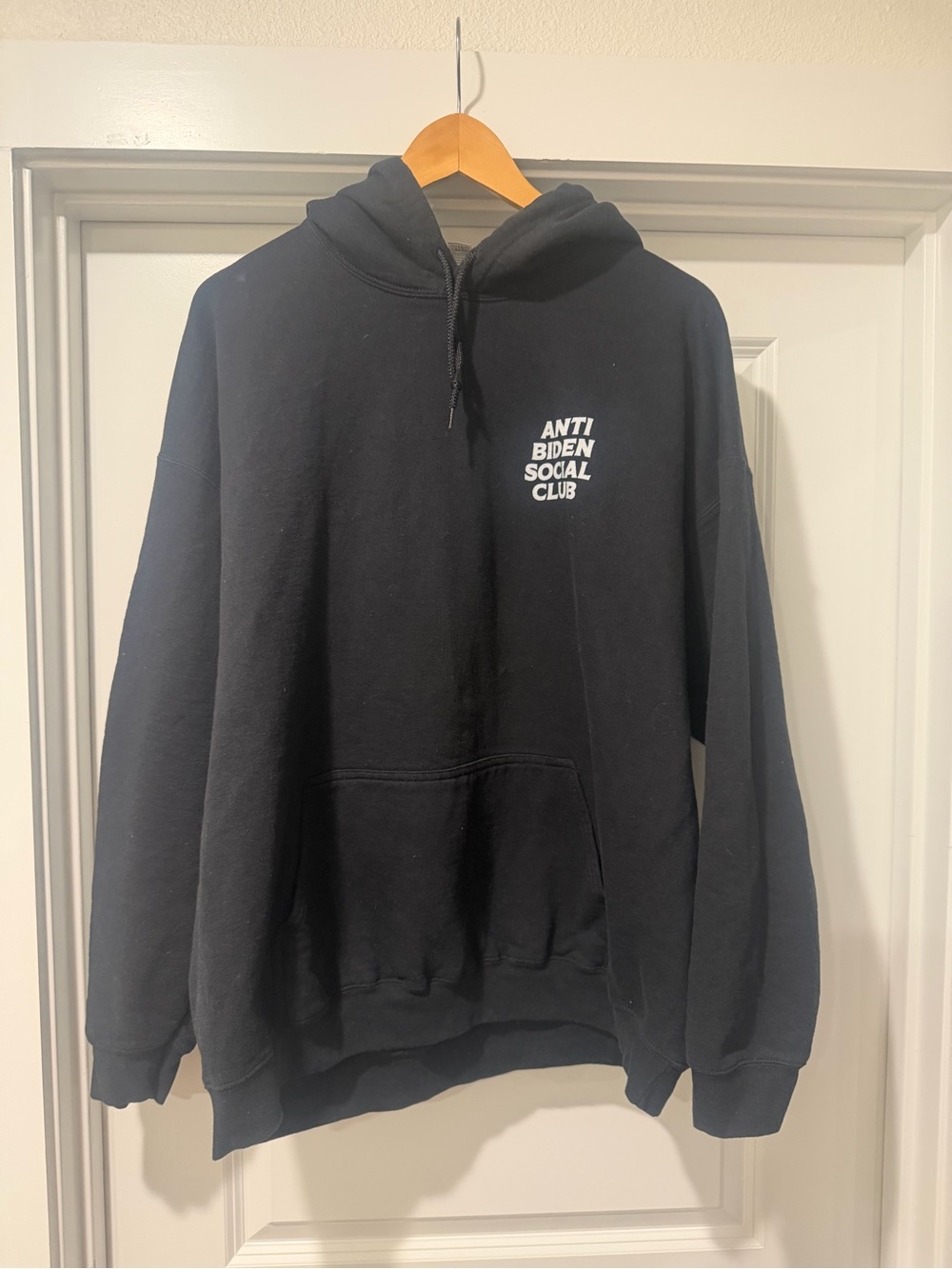 Gildan Black Hoodie with White 'Anti Biden Social Club' Graphic - Picture 2 of 3